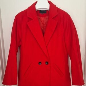 Tanming Women's Bold Red Pea Coat